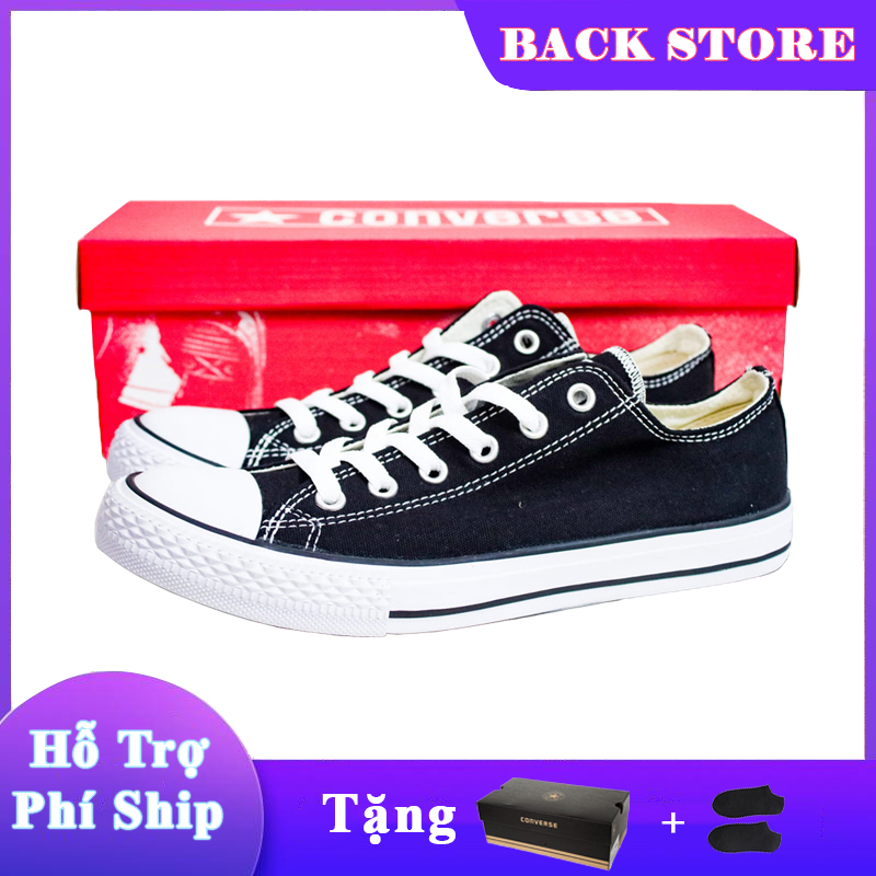 Giày thể thao thời trang nam, nữ Converse Classic cổ thấp màu đen [ Tặng box + vớ ]