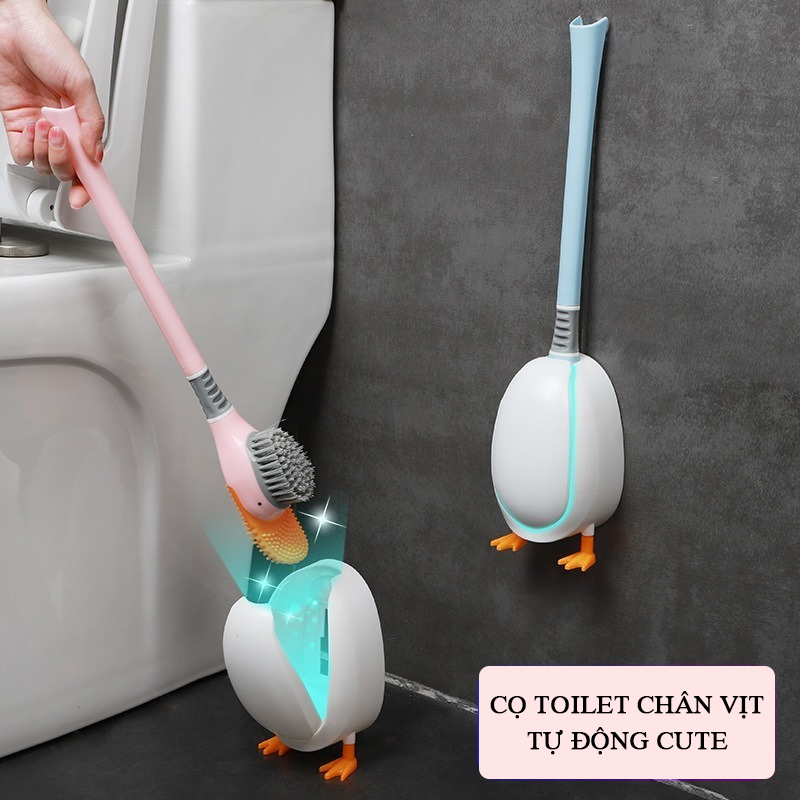 {Loại 1 Đẹp Hot] Cọ toilet chân vịt tự động - Chổi cọ bồn cầu thông minh có giá đỡ cọ bồn cầu silicon gắn tường chà toilet/ tuệ minh gia dụng