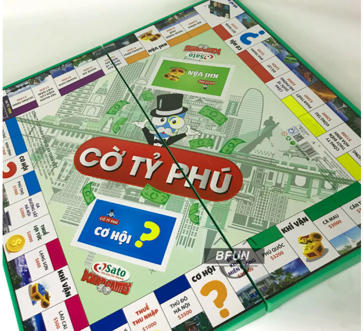 Đồ chơi cho bé Cờ Tỷ Phú SATO Loại Lớn 42x42 cm Hàng Xịn Bộ Cờ Tỉ Phú Việt Nam Monopoly Cao Cấp, Trò Chơi Trí Tuệ, Khám Phá Tư Duy Làm Giàu