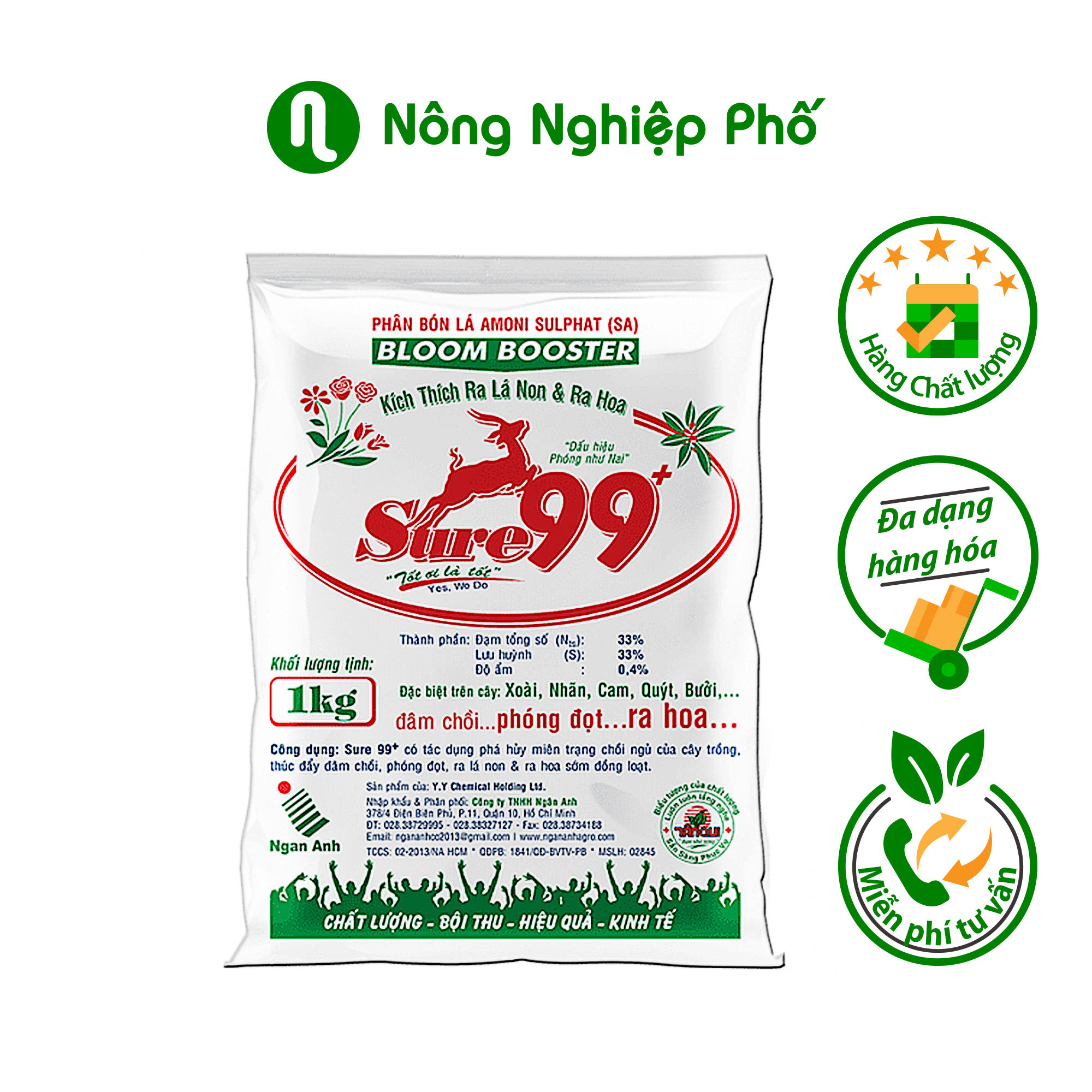 Phân bón lá sure 99+ gói 1kg - nông nghiệp phố