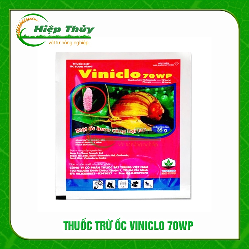 Thuốc trừ ốc viniclo 70wp - diệt ốc sên, bươu vàng hại cho cây trồng | gói 35g