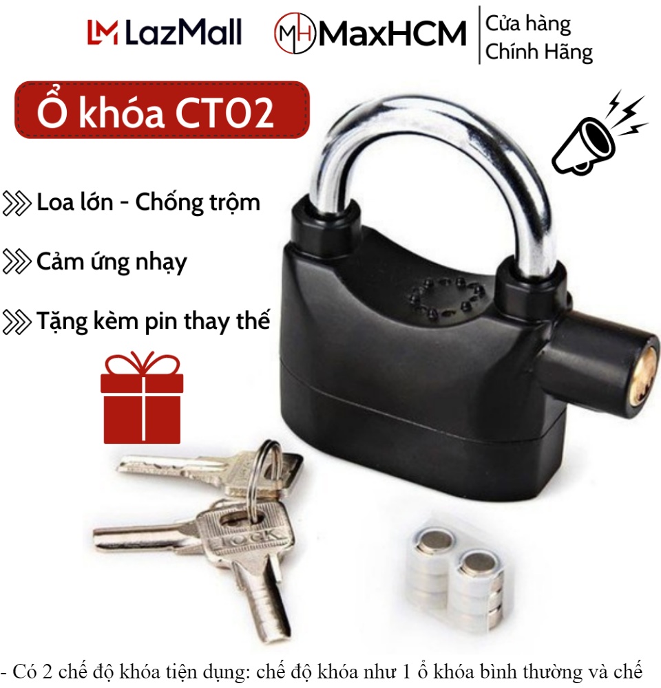 Ổ Khóa Báo Động Chống Trộm Thông Minh - Chống chìa khóa vạn năng, cắt trộm, hú báo động khi có tác động chạm vào khóa, Ổ khóa chống trộm hiệu quả