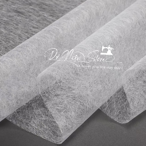 Keo tan khổ 1mét1 màu trắng ép nhiệt định hình vải, chống tưa vải (mex tan, mếch mạng nhện)