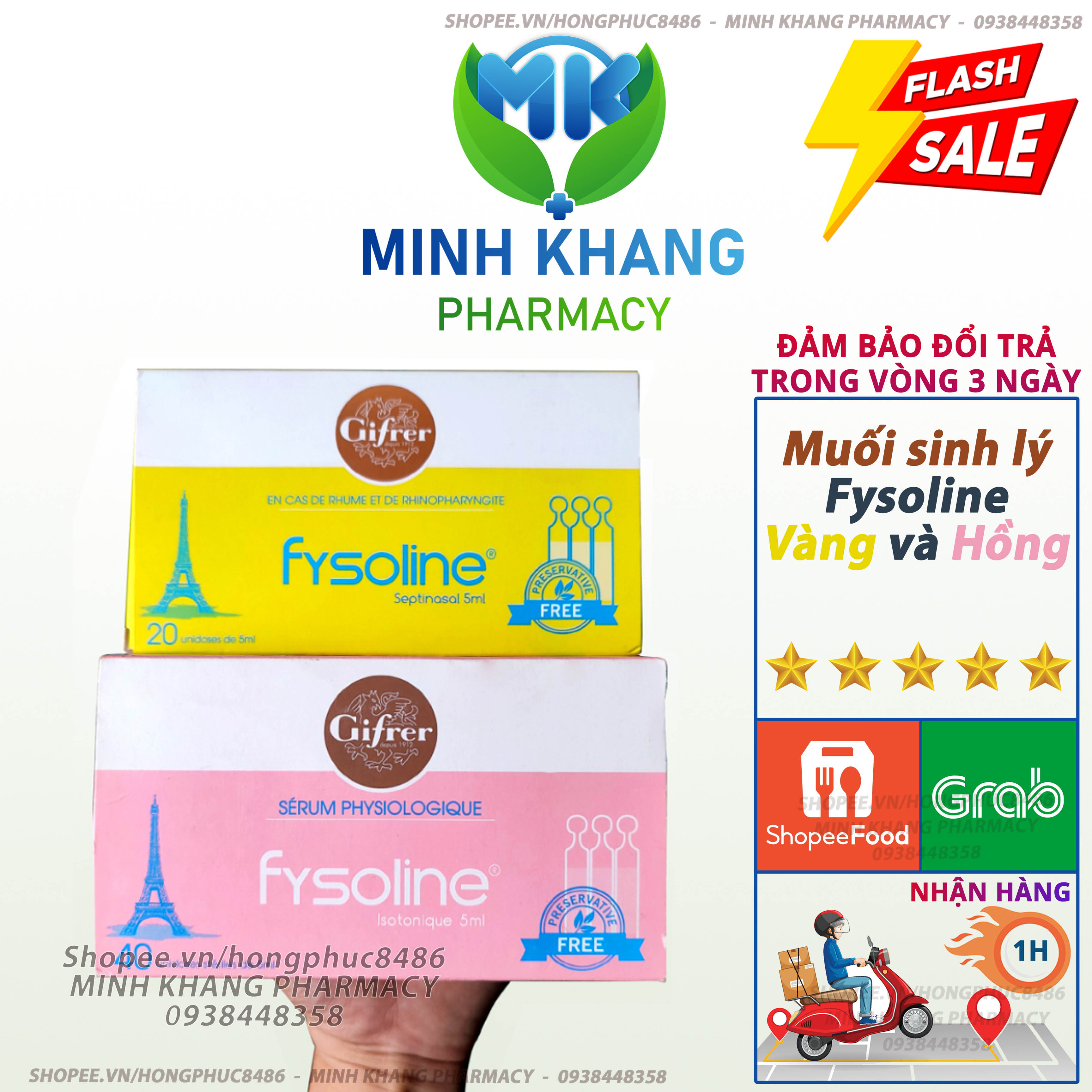 Nước muối sinh lý fysoline của pháp dành cho trẻ sơ sinh vệ sinh mắt, mũi, miệng, rốn