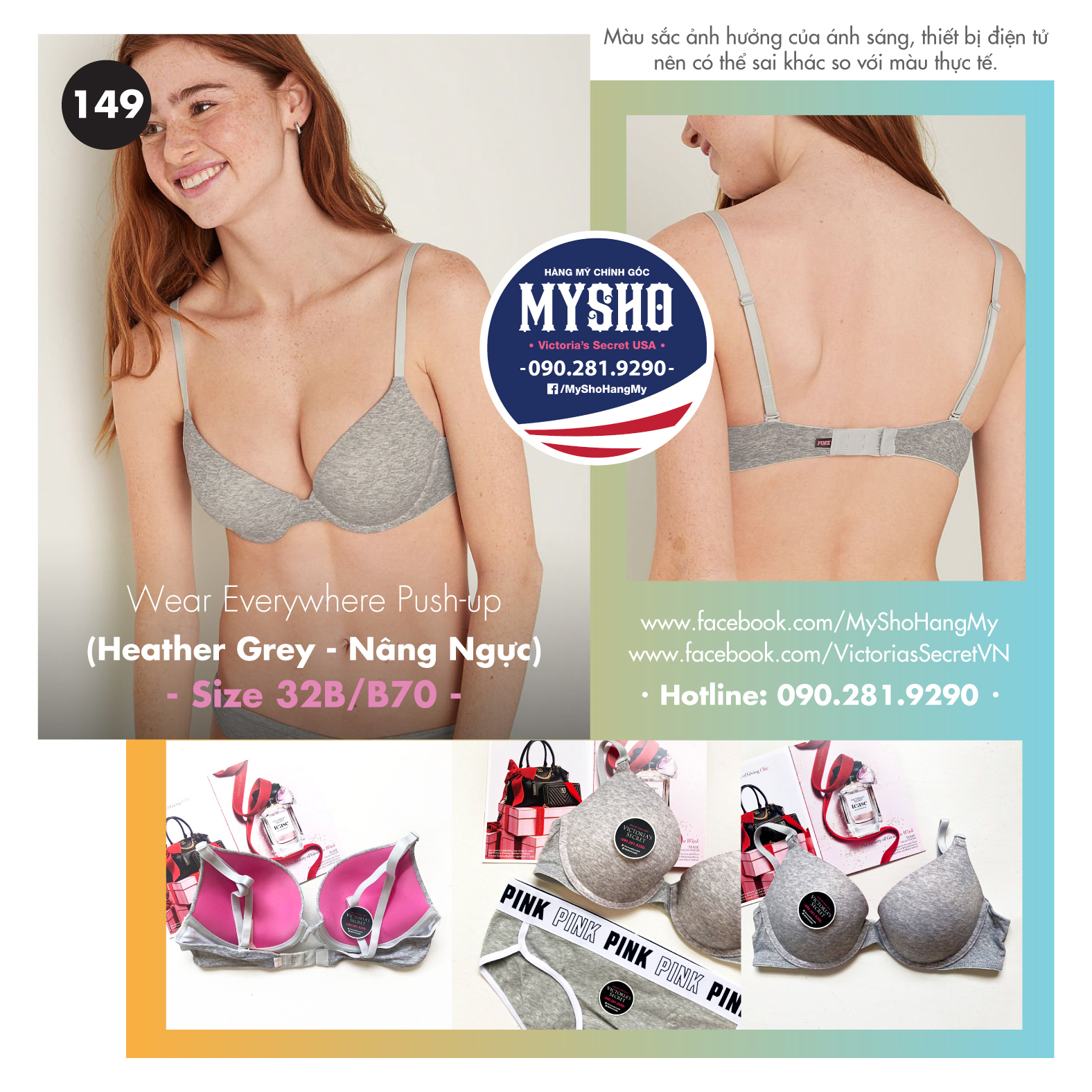 Áo lót Wear Everywhere Push-up - Heather Grey, nâng ngực