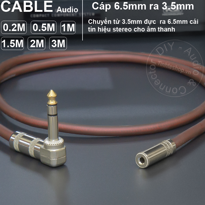 Dây 6.5 sang 3.5 stereo diy 0.2 đến 5 mét - cáp chuyển 6 ly sang 3.5mm cái
