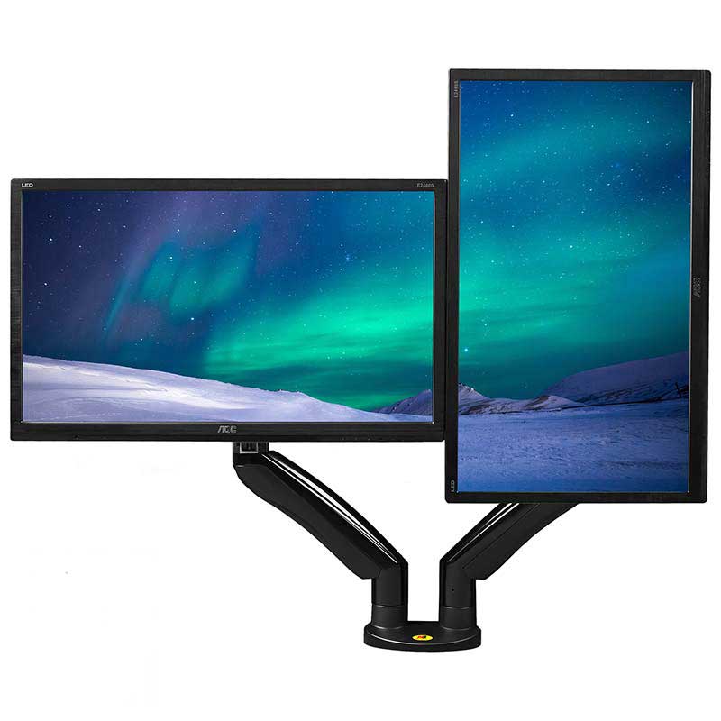 Arm treo hai màn hình máy tính NB - F195A (22-32 inch) tích hợp 2 cổng USB 3.0, giá treo màn hình cao cấp mẫu mới 2023