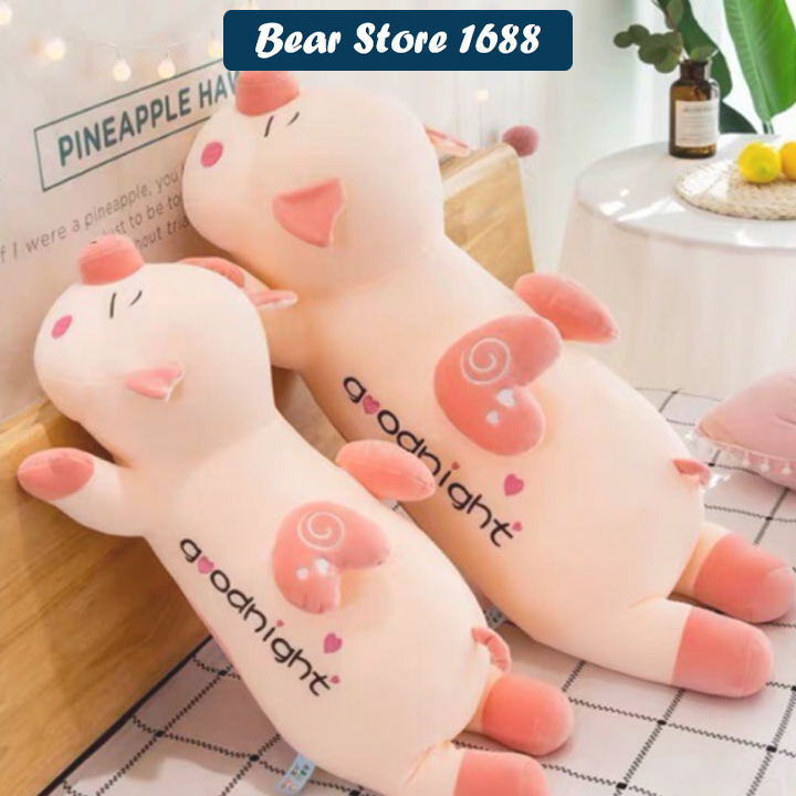 Gấu Bông Heo ,Gối Ôm Heo Hồng , Lợn Bông Thiên Thần Chất Liệu Vải Nhung Co Dãn 4 Chiều