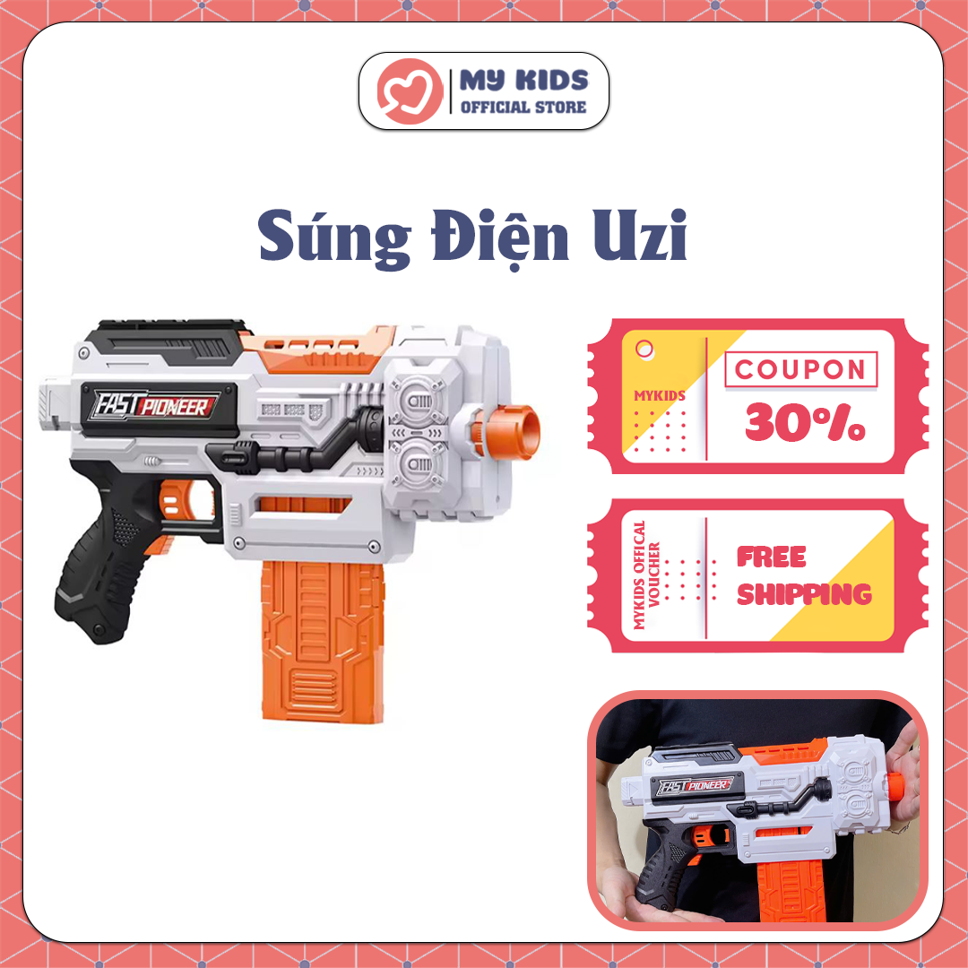  Đồ Chơi Trẻ Em Phụt Xốp Neft Dùng Pin SÚNG ĐIỆN UZI - Nhựa ABS An Toàn Với Trẻ Em 