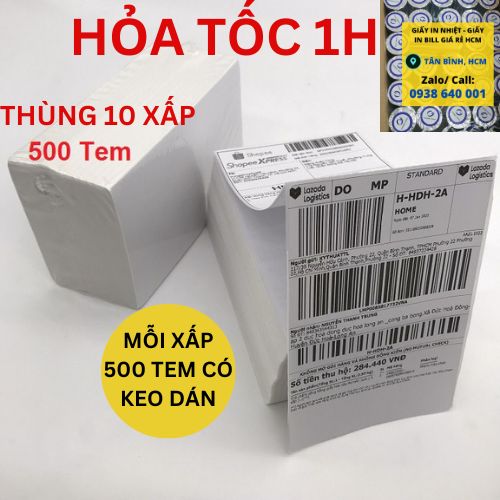Giấy in nhiệt a6 tệp 500 tờ khổ 100x150mm in đơn hàng, in bill tmđt