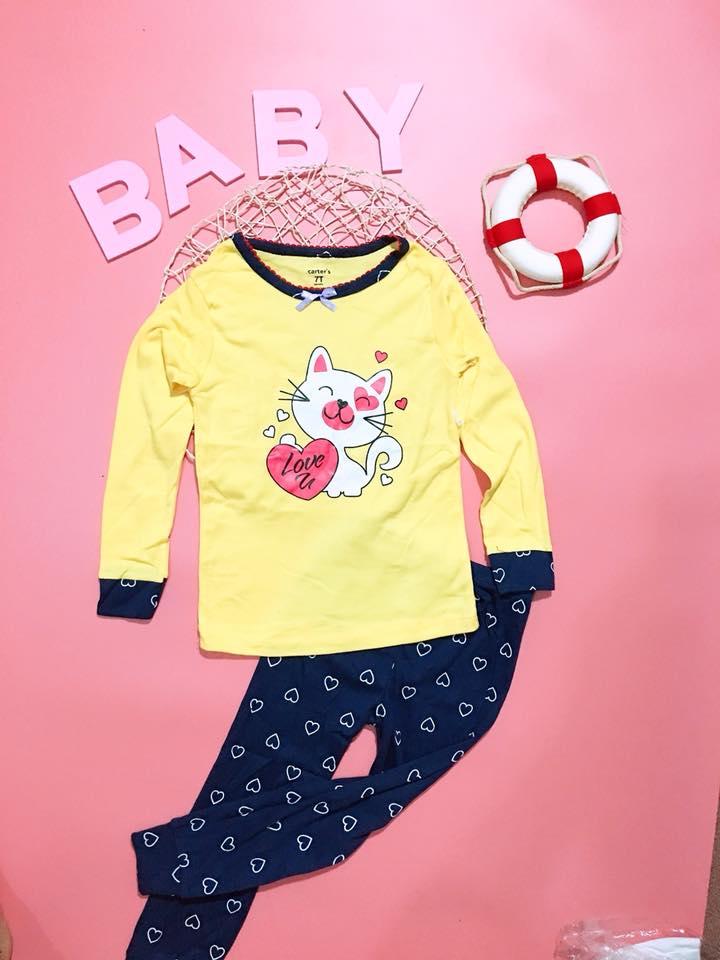 Bộ bé gái 3 màu hình mèo co gái và hươu bộ bé gái 3 màu hình mèo co gái và hươu