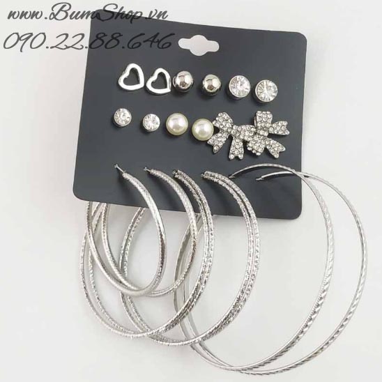Set hoa tai tròn nhiều mẫu cực xinh