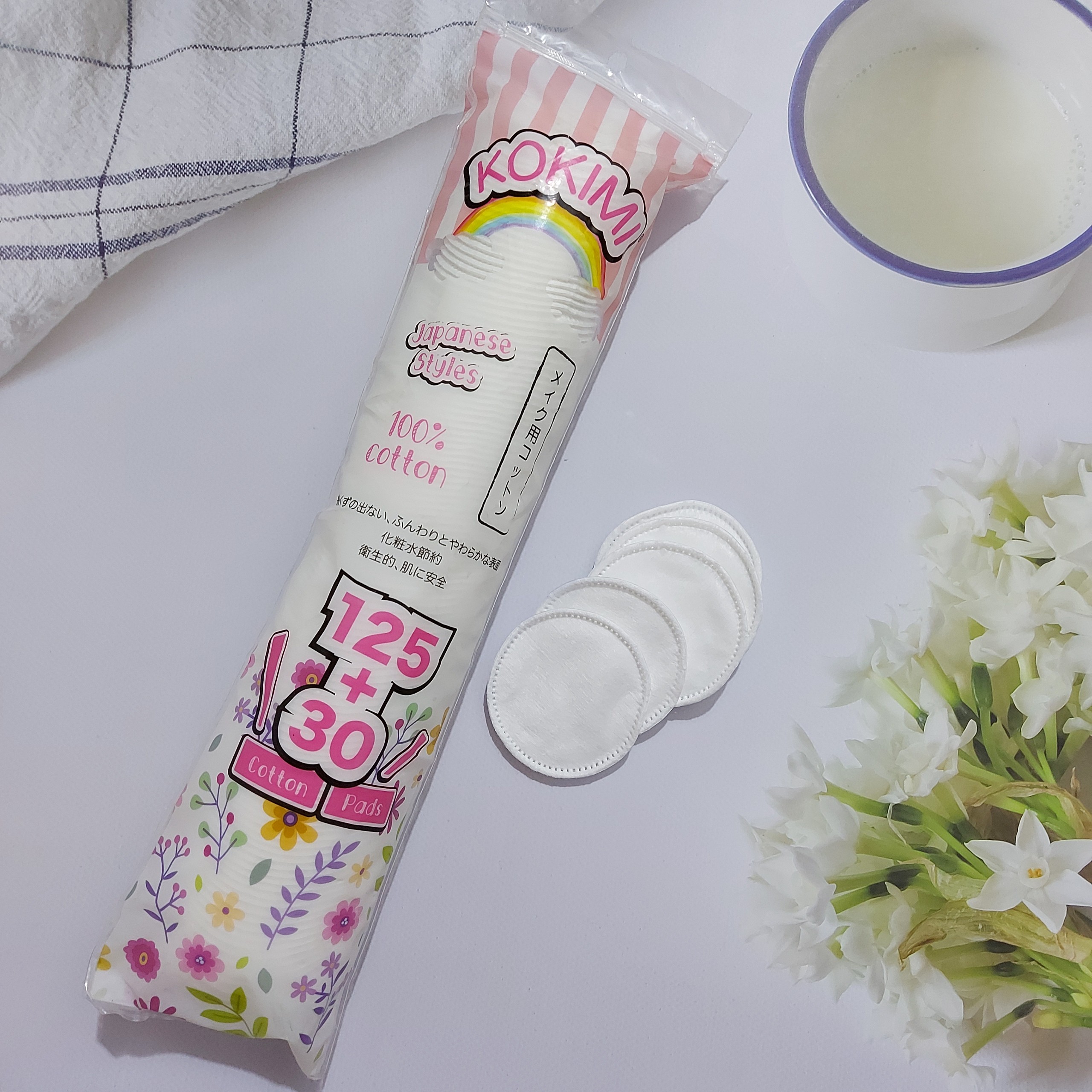 [HCM]Bông Tẩy Trang KOKIMI ?? 125+30 Miếng 100% Bông Cotton