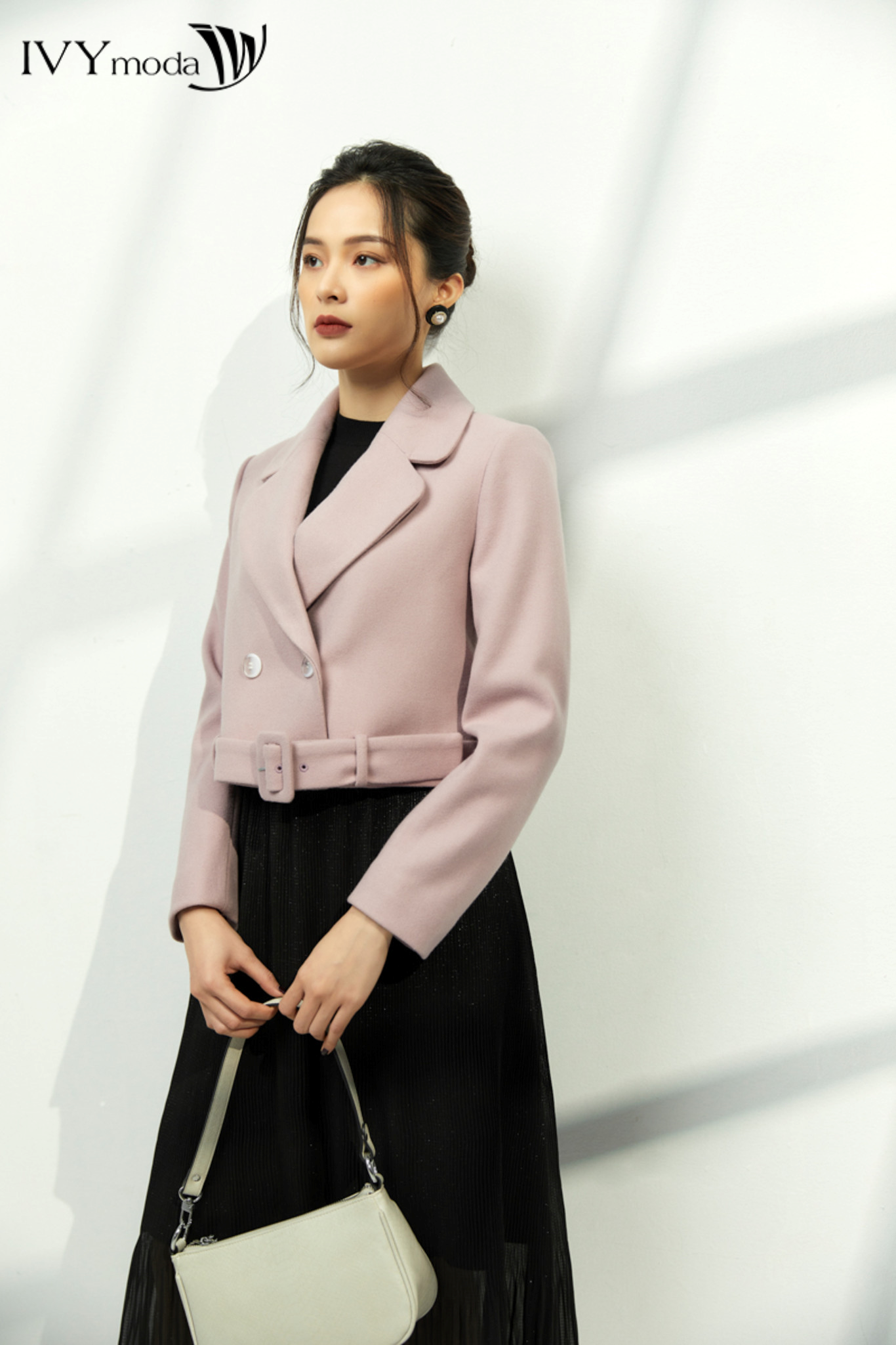 Áo khoác dạ dáng ngắn không kèm đai ivy moda ms 70c5975