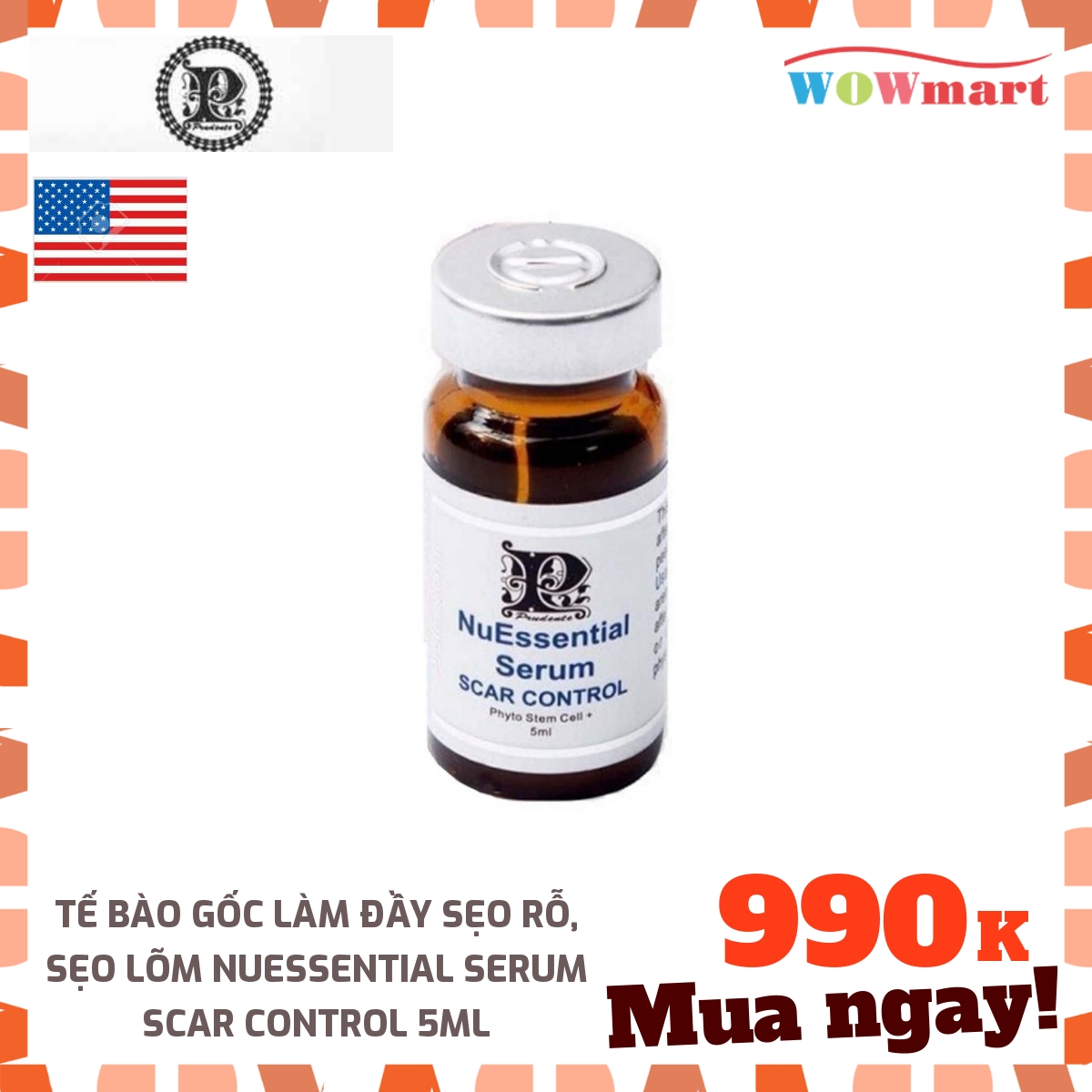 [HCM]Tế bào gốc đặc tгị sẹo rỗ sẹo lõm NuEssential Serum Scar Control 5ml - [MỸ]