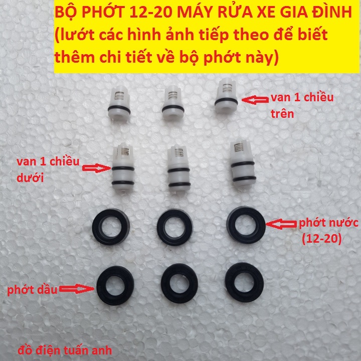Phớt máy rửa xe mini | Bộ phớt máy rửa xe mini | Bộ phớt máy rửa xe áp lực cao | bộ phớt máy rửa xe 12-20 |  bộ 12 phớt và van 1 chiều máy rửa xe mini |  máy rửa xe mini | bộ đầu bơm máy rửa xe | bộ bưởng máy rửa xe áp lực cao