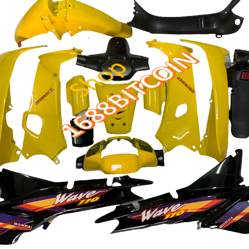 Bộ dàn áo xe wave ZX -wave alpha  -wave nhỏ 110 ( MÀU VÀNG SƯỜN ĐEN )-wave thái 1 bóng đời 1997 đến 2006-Full mủ trắng ABS loại 1 cao cấp