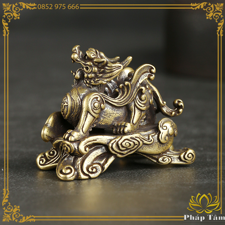 Tỳ hưu chiêu tài lộc tượng tỳ hưu nhỏ phong thủy để bàn đồng nguyên khối - pháp tâm
