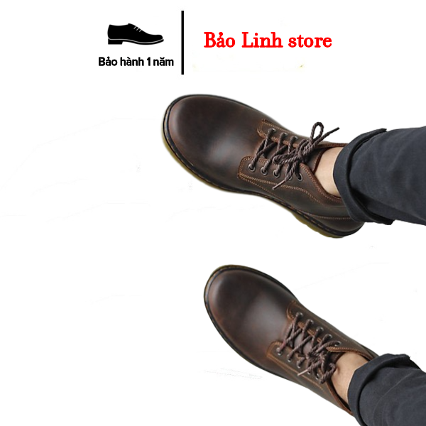 Giày boots nam cổ lửng da bò cc-02