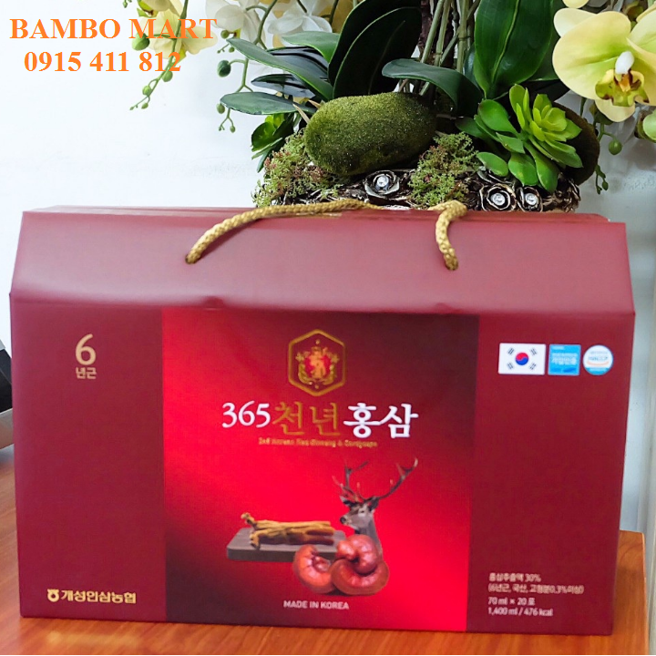 NƯỚC HỒNG SÂM LINH CHI HÀN QUỐC 365 HỘP 20 GÓI