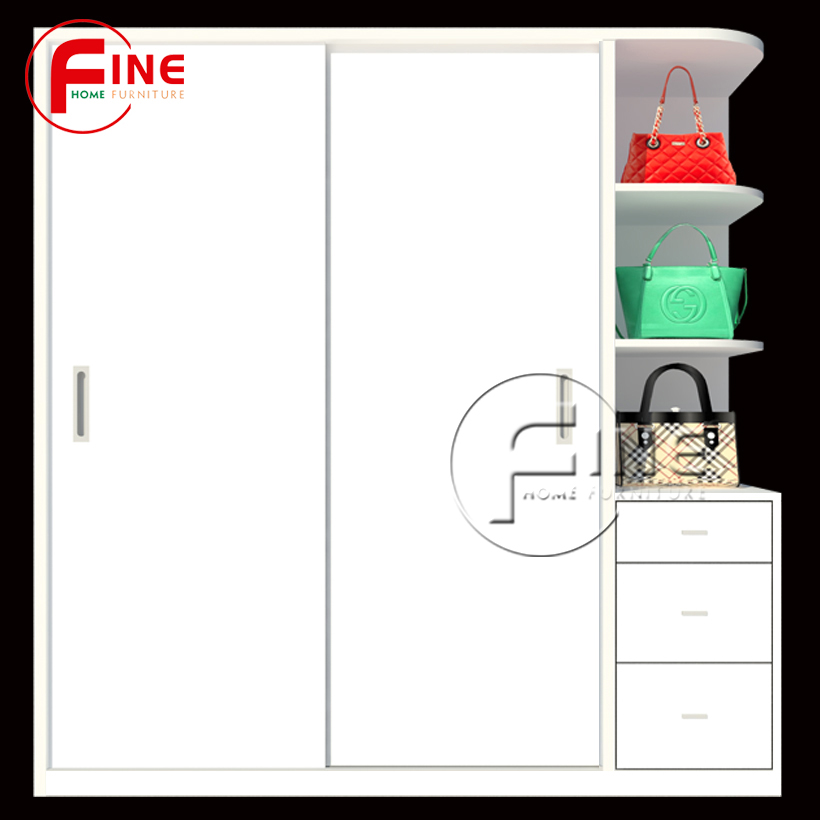 Tủ Quần Áo Cửa Lùa Sang Trọng FINE FT190 Thiết kế hiện đại, có ngăn trưng bày túi xách tiện dụng
