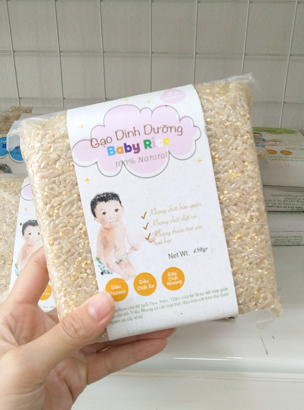 Gạo dinh dưỡng Baby Rice cho bé ăn dặm - Hạt Kê Gạo 7m+