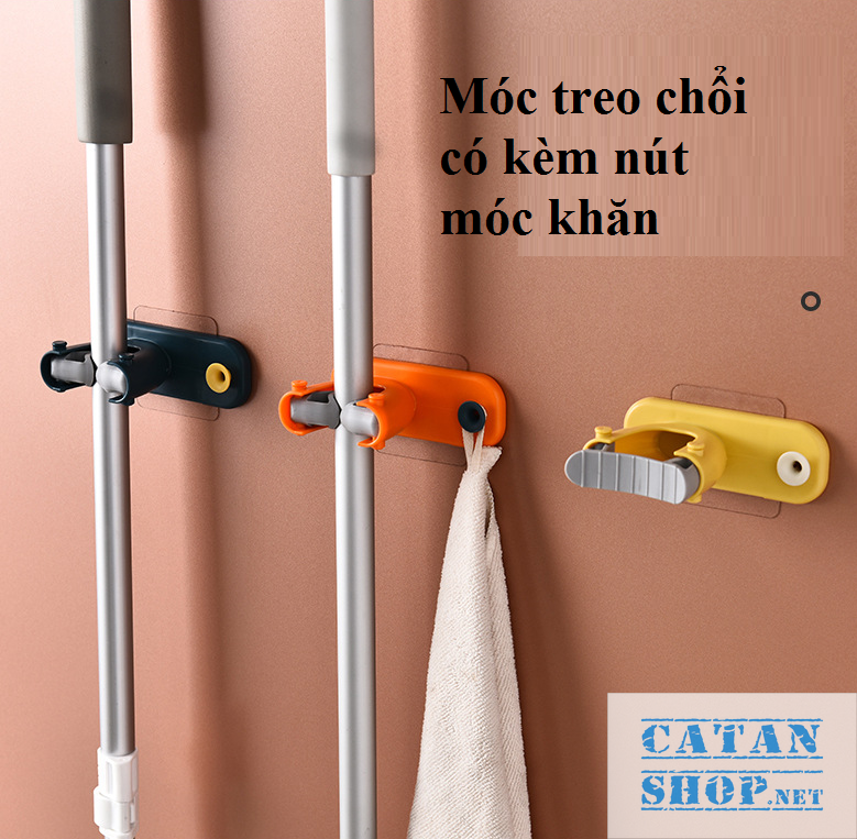[HCM]Móc treo chổi cao cấp dán tường treo cây lau nhà ô dù vật dụng gia đình có móc treo khăn (màu ngẫu nhiên) GD395-TreochoiCC