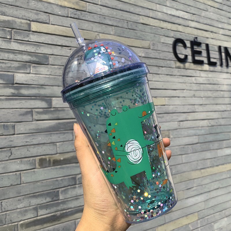 Bình Đựng Nước Có Ống Hút Dễ Thương Đáng Yêu Xinh Xắn Cho Nữ