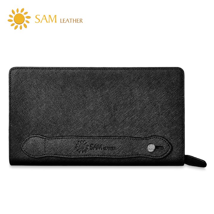 [ SAM Leather ] Ví Nam Da Bò SAM202 - Ví Da Nam Cầm Tay Da Bò Cao Cấp Thật Bảo Hành 12 Tháng Chính Hãng