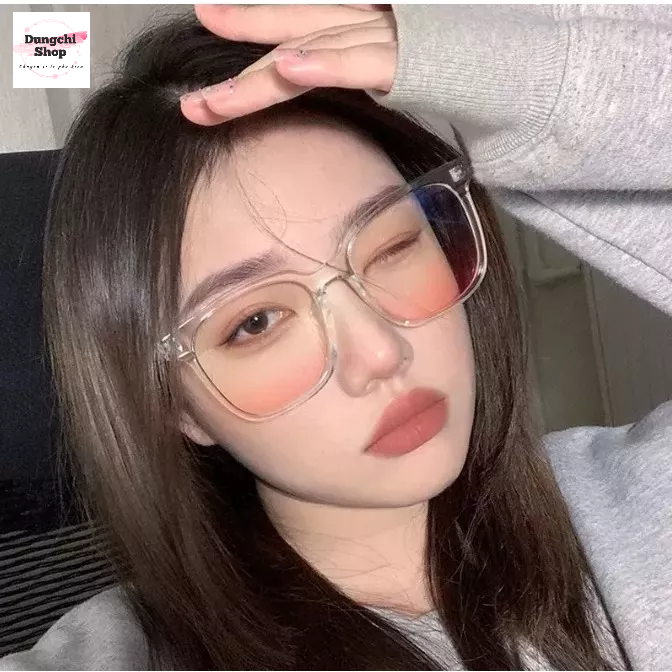 Kính pinky hiệu ứng má hồng dễ thương
