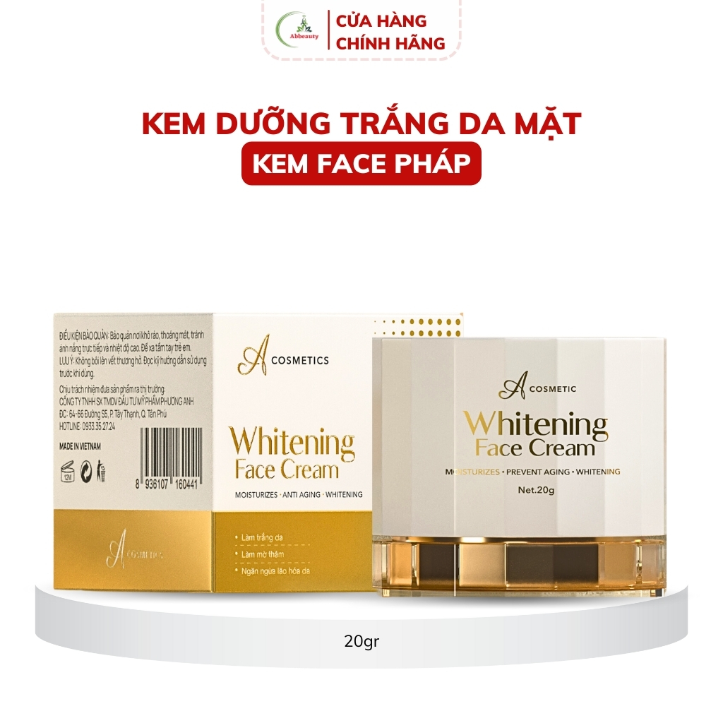 Kem face pháp Mềm acosmetics, dưỡng trắng da mặt 20g