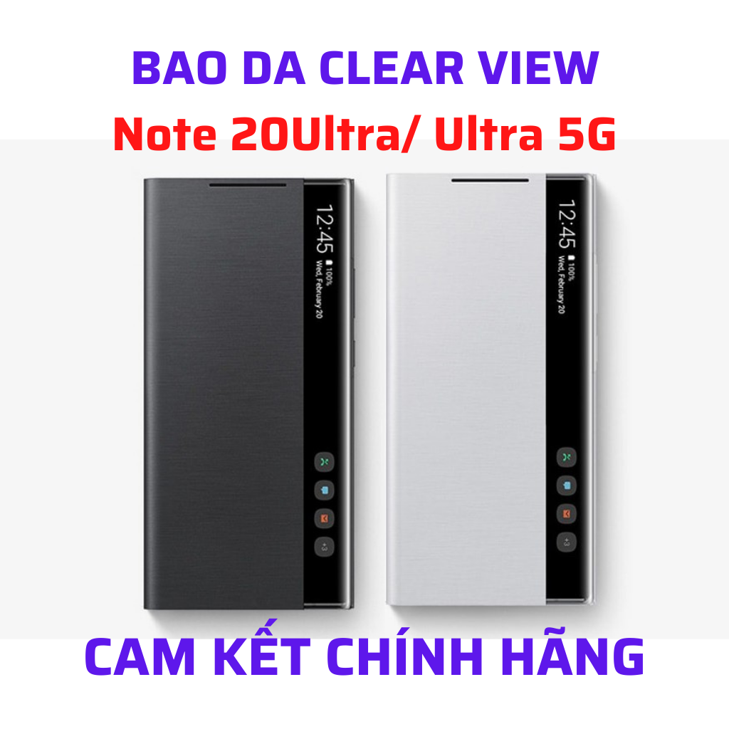 Bao da clear view samsung note 20 ultra, note 20 ultra 5g, note 20 ---- màn hình hiển thị cuộc gọi, thời gian hàng chính hãng