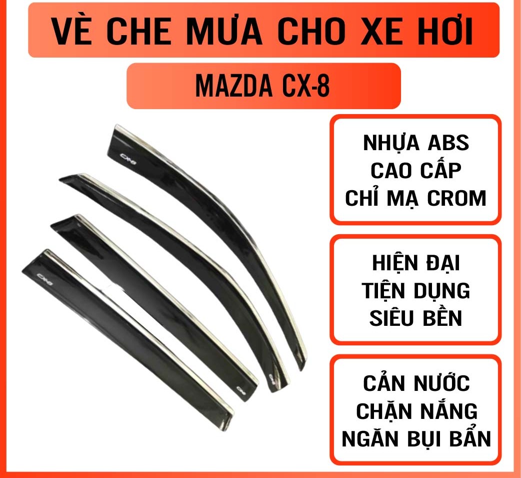 Bộ vè che mưa chỉ mạ crom cho xe mazda cx8