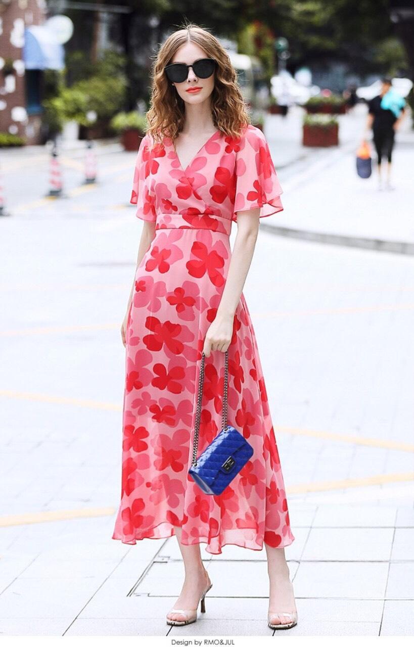 Đầm voan hoa cực sang chảnh hiện đại mẫu mới nhất 2019