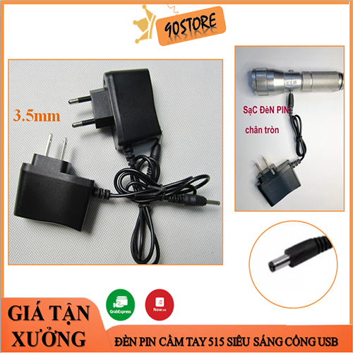 Cốc sạc, củ sạc cho đèn pin siêu sáng 3.7v, 4.2v chân tròn cho đèn pin đầu 3.5mm