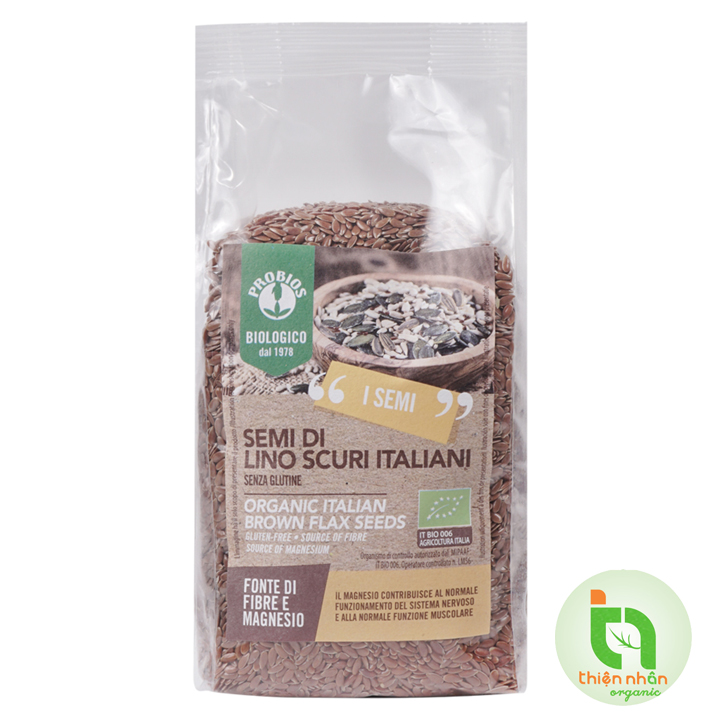 Hạt lanh nâu hữu cơ Probios 500g Organic brown flax seeds