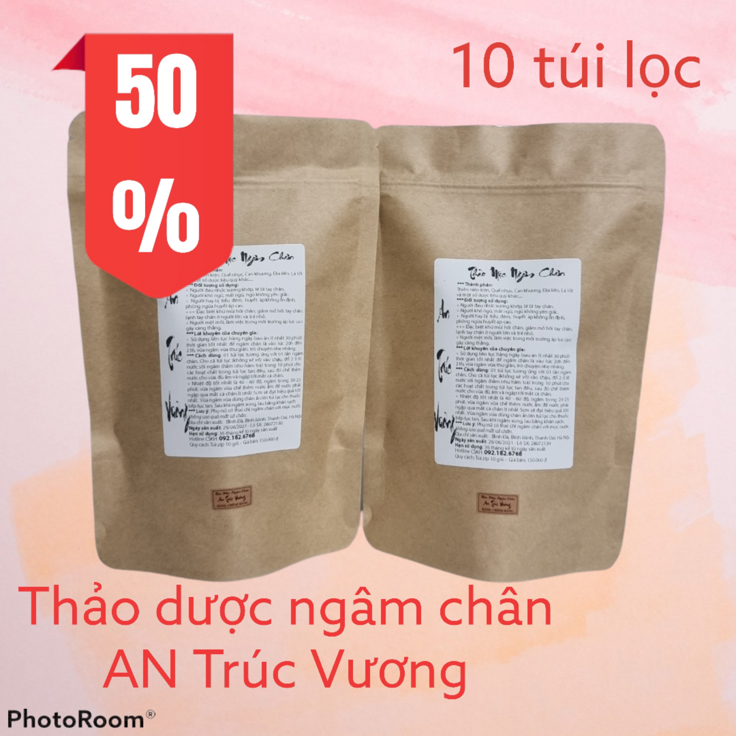 {Giảm sâu} 10 gói thảo dược ngâm chân dạng túi lọc tiện dụng, bột ngâm chân đông y An Trúc Vương