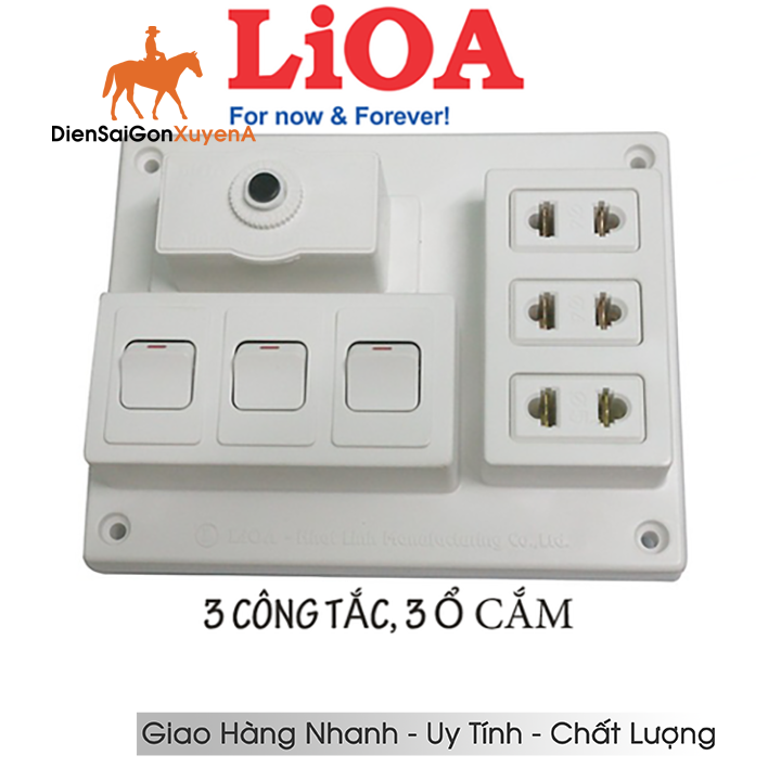 Bảng điện nổi lioa, táp lô điện gắn tường 15a 3 ổ cắm 3 công tắc b-cb15a2c