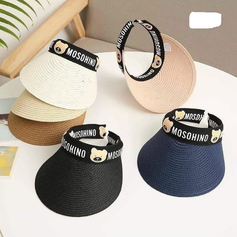 Mũ cói nửa đầu vành rộng cho bé gái
