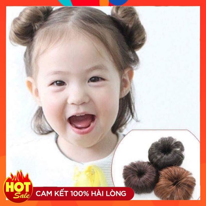 Tóc Giả Em Bé 💕SIÊU SALE💕 Tóc Giả Búi Natra Cho Bé Siêu Dễ Thương, Siêu Xinh, Đáng Yêu - Đủ Màu