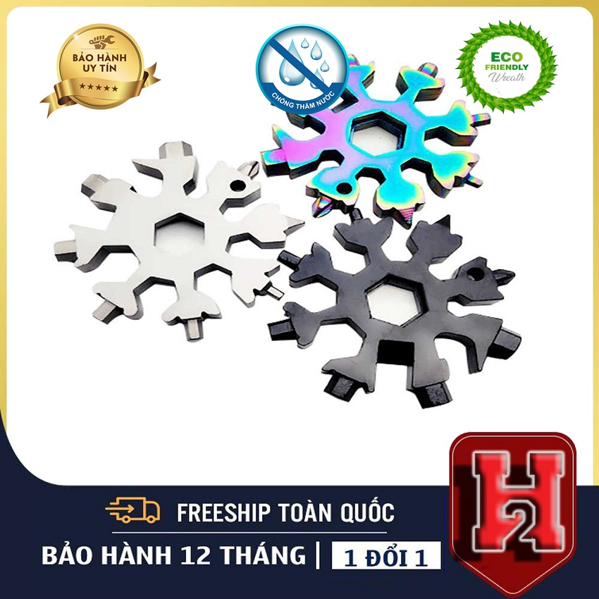 Cờ Lê Đa Năng Hình Bông Tuyết 18 Trong 1 VN06-Kết Hợp Móc Khóa Bông Tuyết, Nhỏ Gọn Bằng Thép Không Gỉ