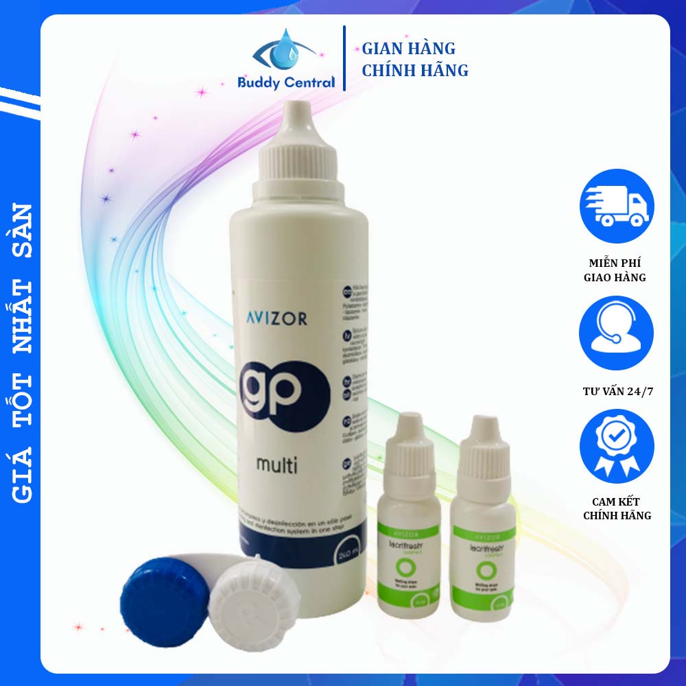 Combo 1 Nước nhỏ mắt và 1 nước ngâm lens kính áp tròng Avizor