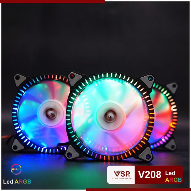 Fan led rgb vsp v208 trang trí thùng máy tính cpu
