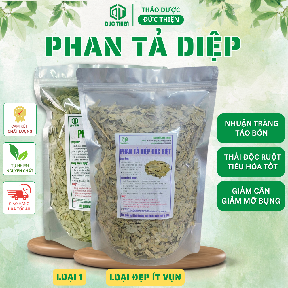 [Giá Sỉ] 1kg Phan Tả Diệp Loại 1 Đức Thiện (Khô, Sạch, Thơm) - Hỗ Trợ Táo Bón, Giải Độc Gan