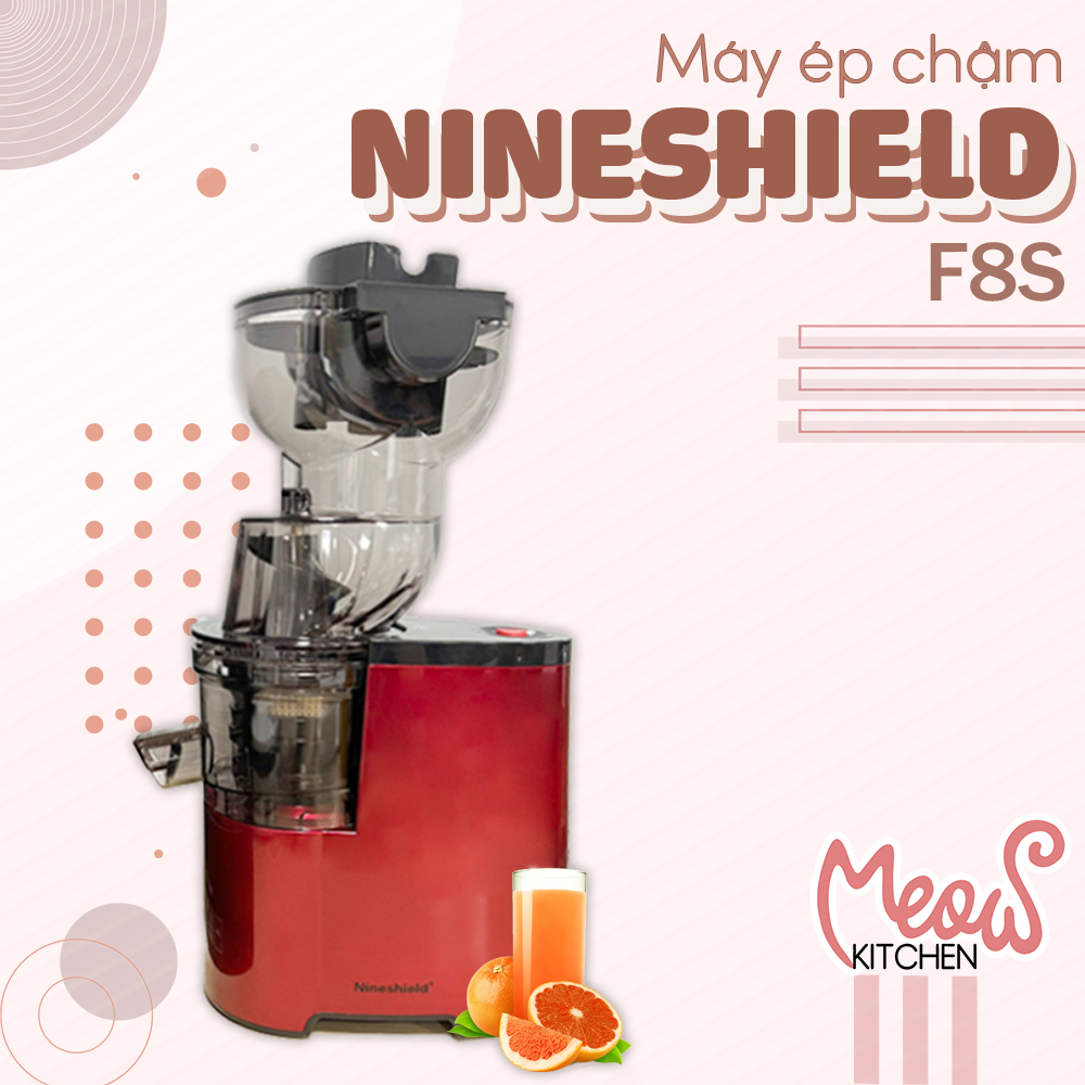 Máy ép chậm nine shield f8s - ép kiệt bã - cổ phễu to - công suất 150w - máy ép hoa quả - máy ép trái cây thế hệ mới
