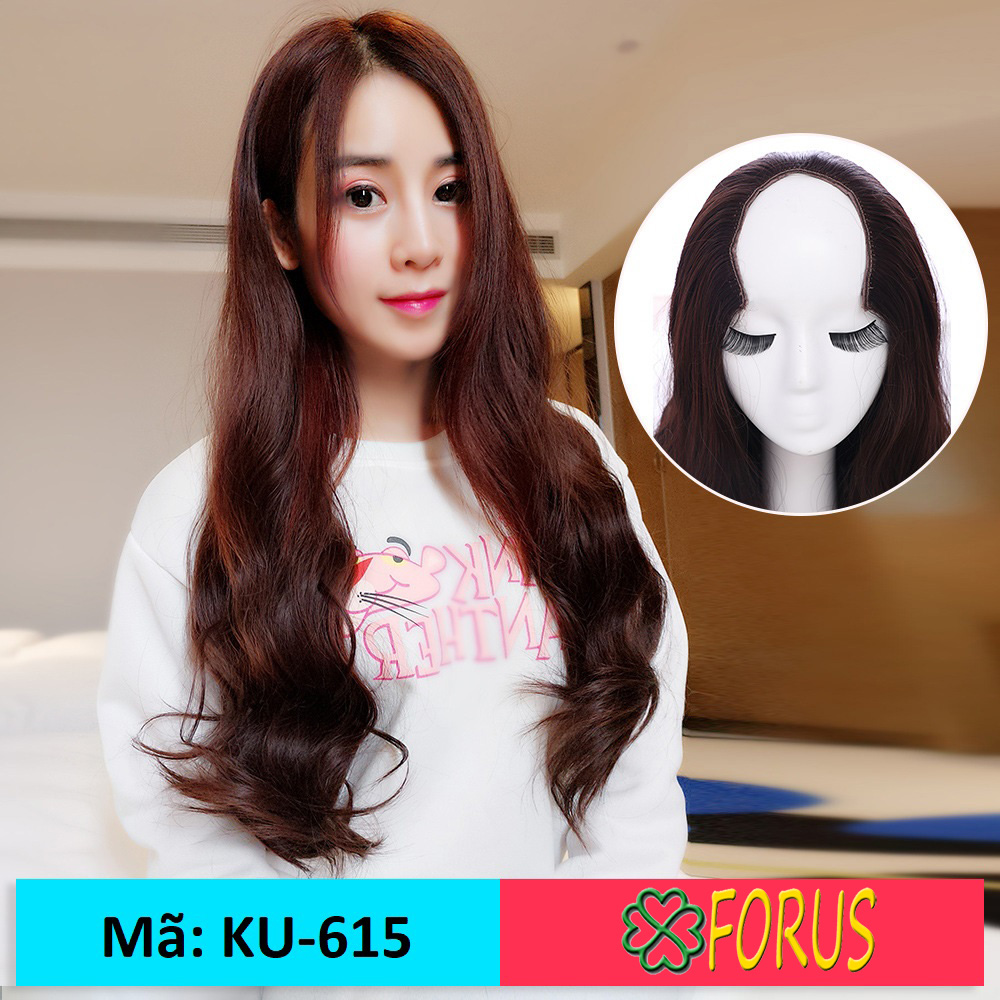 Tóc giả nữ kẹp chữ u, kẹp u tóc giả dài 65cm ku-615, tóc giả nữ sỉ 120k