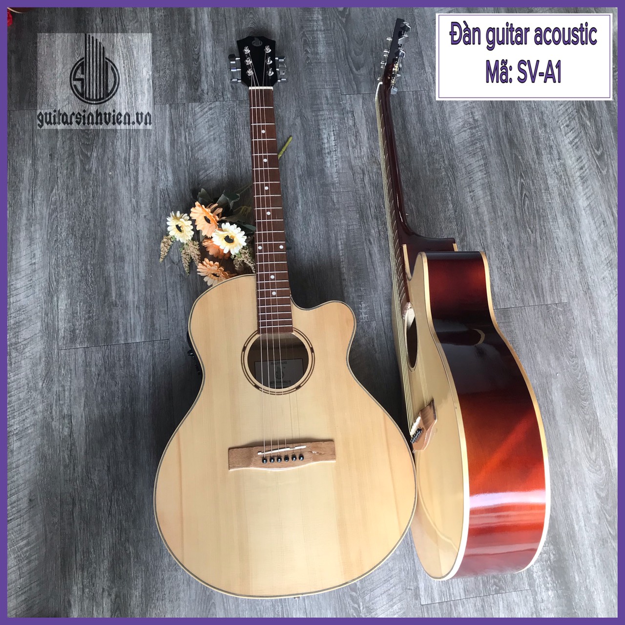 Đàn guitar acoustic tập chơi SVA1 - Đàn có ty kèm 8 phụ kiện - Bảo hành 12 tháng - Được lắp khóa si không rỉ - Chơi được lâu năm