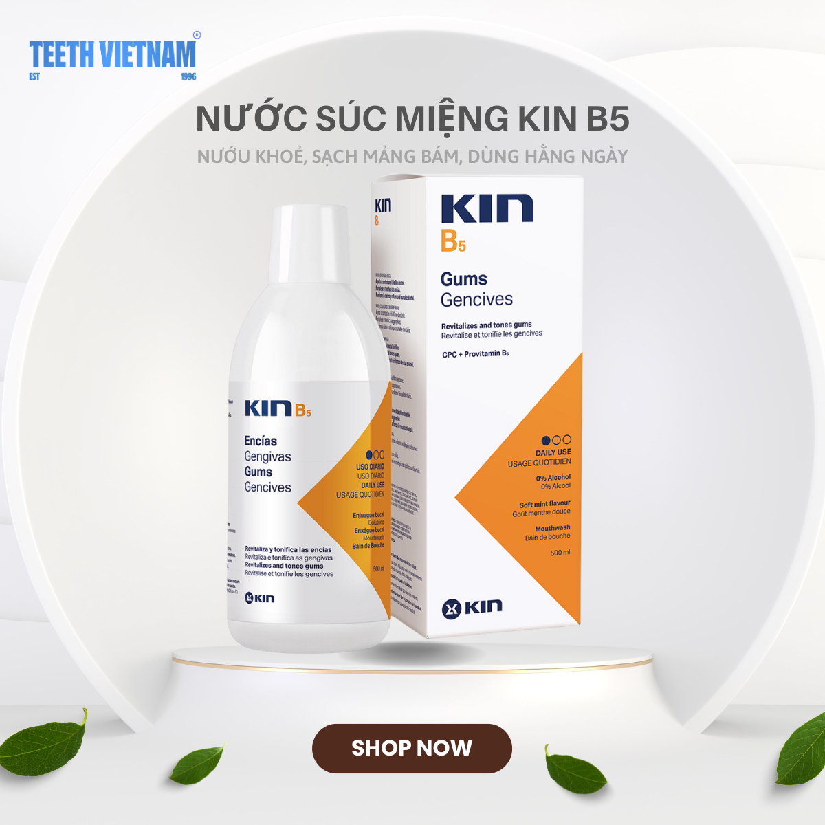 Nước súc miệng kin b5 làm sạch mảng bám và phục hồi nướu răng 500ml