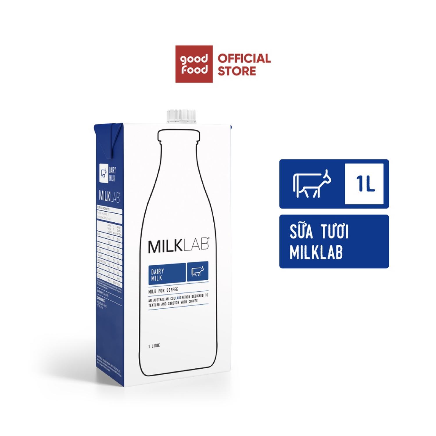 Sữa tiệt trùng nguyên kem không đường MilkLab 3.5% béo hộp 1 lít