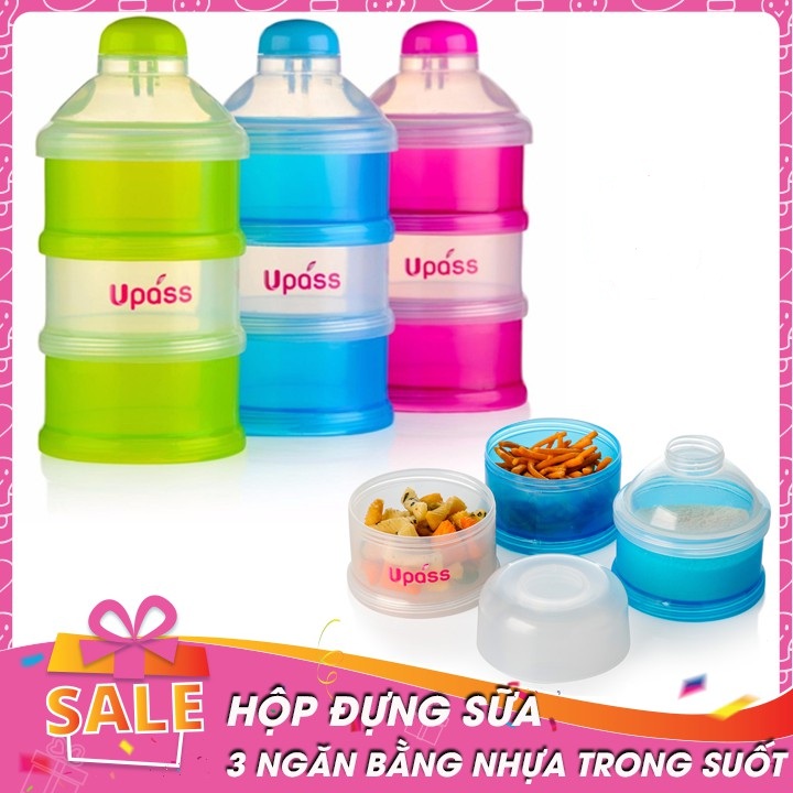 [THANH LÝ]Hộp Đựng Sữa Bột 3 Ngăn UPASS UP8010NX/ UP8010NH/ UP8010NL Có Nắp Lật Dành Cho Mẹ Và Bé, Thiết Kế Nhựa Không Chứa BPA